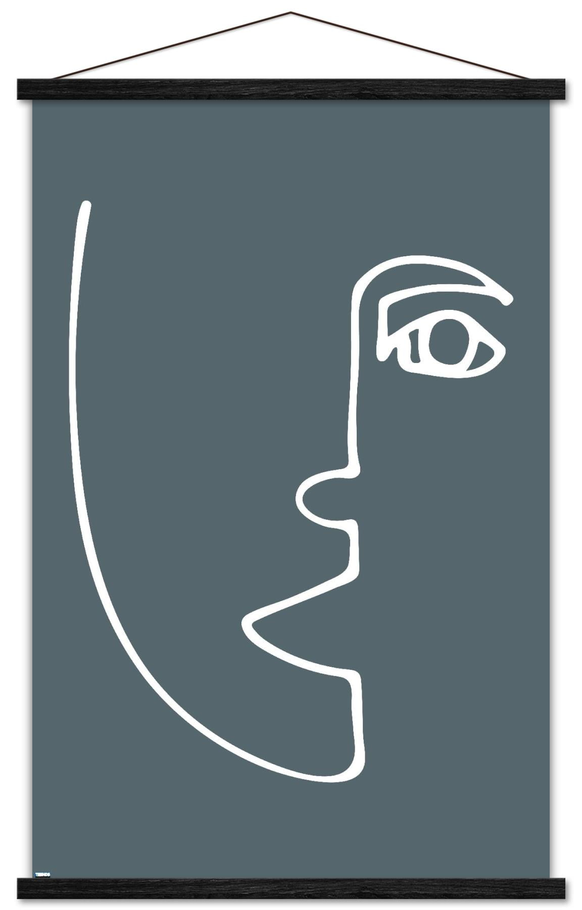 Line Art - Face Wall Poster with Magnetic Frame, 22.375