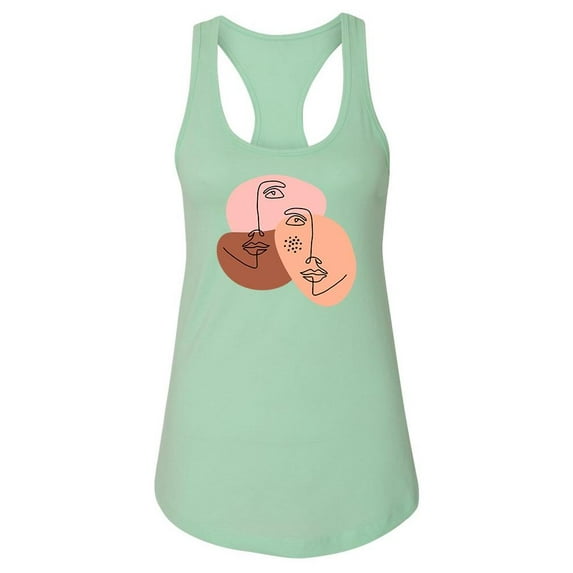 Line Art Faces Racerback Tank Women -Image by Shutterstock, Female x-Small