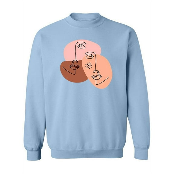 Line Art Faces Sweatshirt Women -Image by Shutterstock, Female 3X-Large