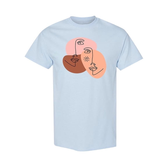 Line Art Faces T-Shirt Women -Image by Shutterstock, Female Large