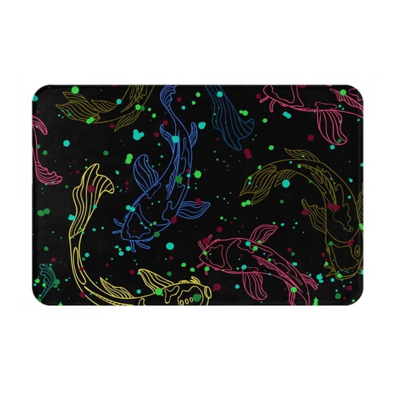 Line Art Fish Silhouettes Japanese Doormat Non Slip Front Door Bathroom Bath Mats Entryway Rug 23.6x15.7 Inch Indoor Door Carpet