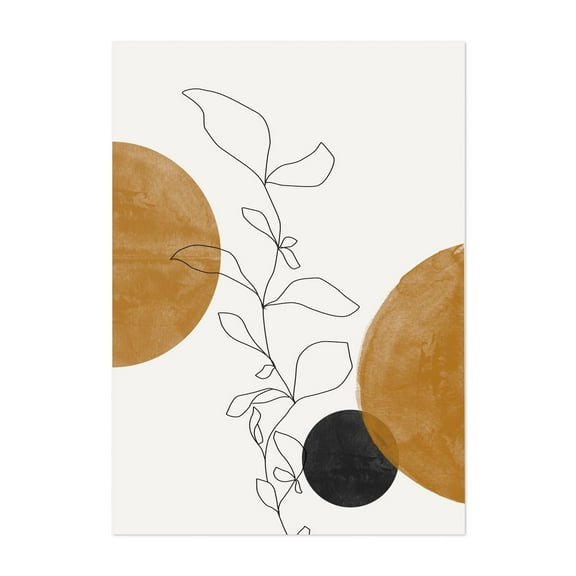 Line Art Flower and Shapes - Line Drawing Line Art Minimalist Abstract Botanical Geometric Modern Art Boho Unframed Wall Art Print 5 x 7 inches