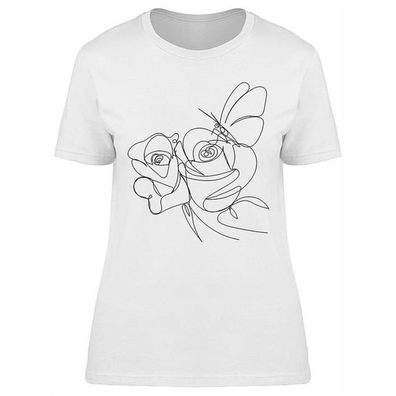 Line Art Flowers T-Shirt Women -Image by Shutterstock, Female 3X-Large