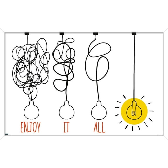 Line Art - Light Bulb Wall Poster, 22.375" x 34", Framed