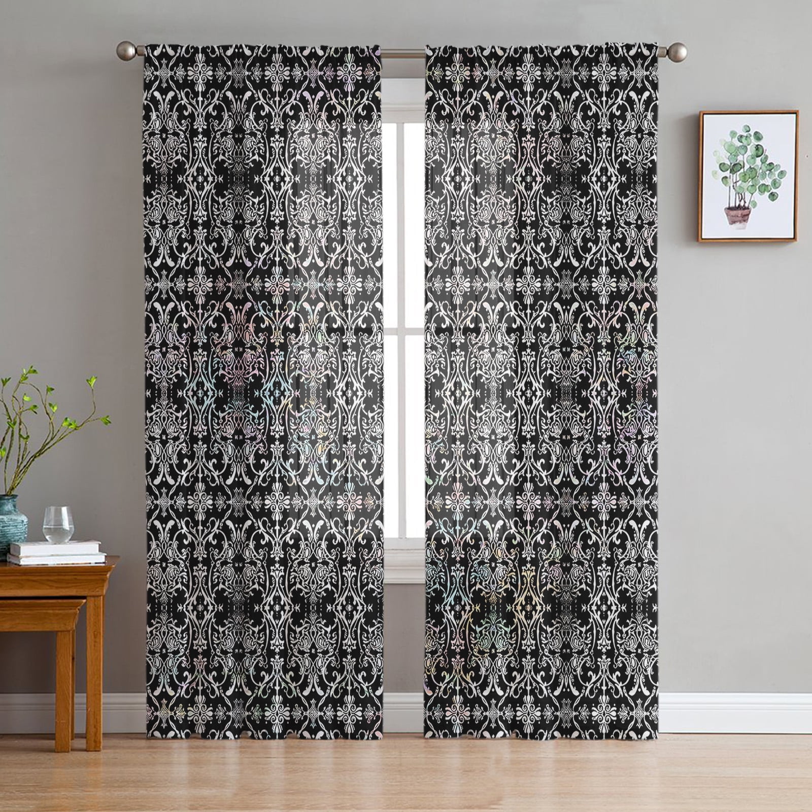 Line Art Minimalist Texture Sheer Curtains For Living Room Bedroom