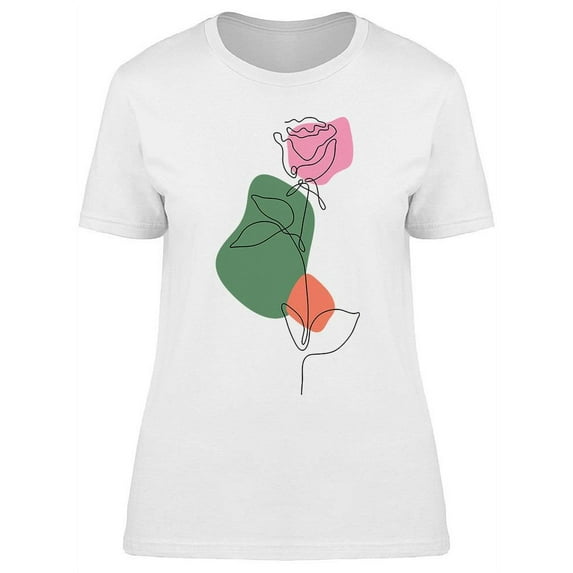 Line Art Of A Rose T-Shirt Women -Image by Shutterstock, Female Large