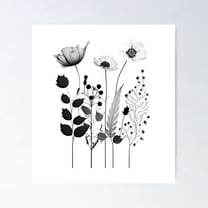 Line Art Of Flowers 4 Poster Wall Art, Modern Wall Decor For Living Room Bedroom, 8x12 UNFRAMED