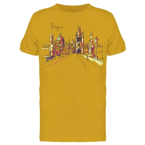 Line Art Old Town Prague T-Shirt Men -Image by Shutterstock, Male XX-Large