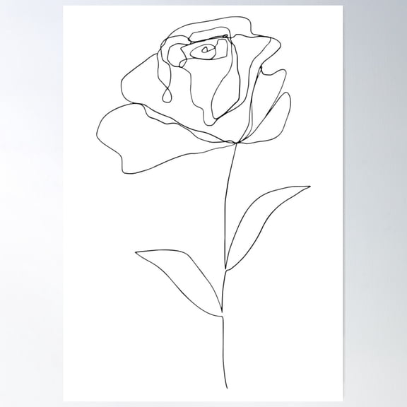 Line Art Rose Poster Wall Art, Modern Wall Decor For Living Room Bedroom, 16x24 UNFRAMED