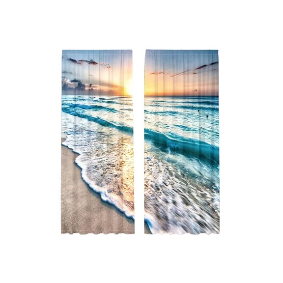 Line Art Shell Curtain C, Modern Underwater Pattern for Living Room Window – Wrinkle Resistant Drape for Sliding Door, Ocean Inspired Home Accent for Hostess Gift