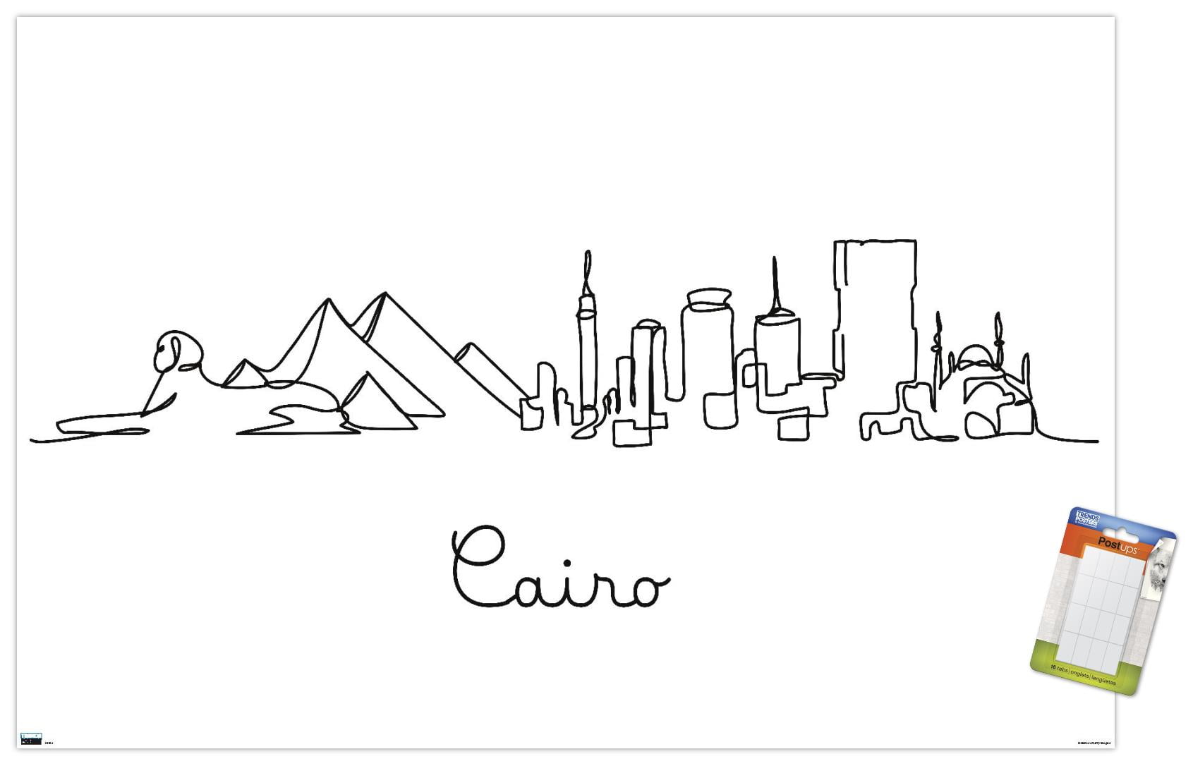 Line Art Skyline - Cairo Wall Poster, 22.375" x 34" - Walmart.com