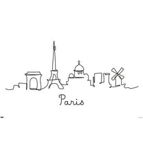 Line Art Skyline - Paris Wall Poster, 22.375" x 34"