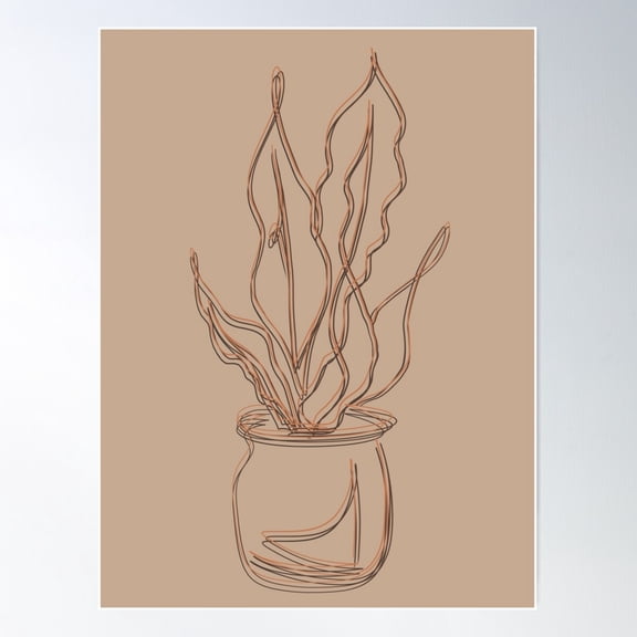 Line Art Snake Plant Poster Wall Art, Modern Wall Decor For Living Room Bedroom, 24x36 UNFRAMED