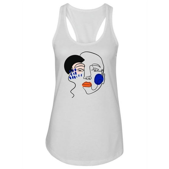 Line Art Woman Face Racerback Tank Women -Image by Shutterstock, Female x-Large