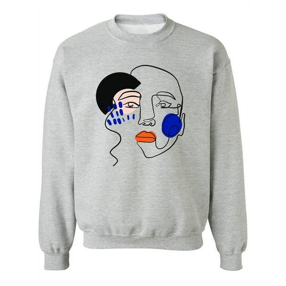 Line Art Woman Face Sweatshirt Women -Image by Shutterstock, Female 5X-Large
