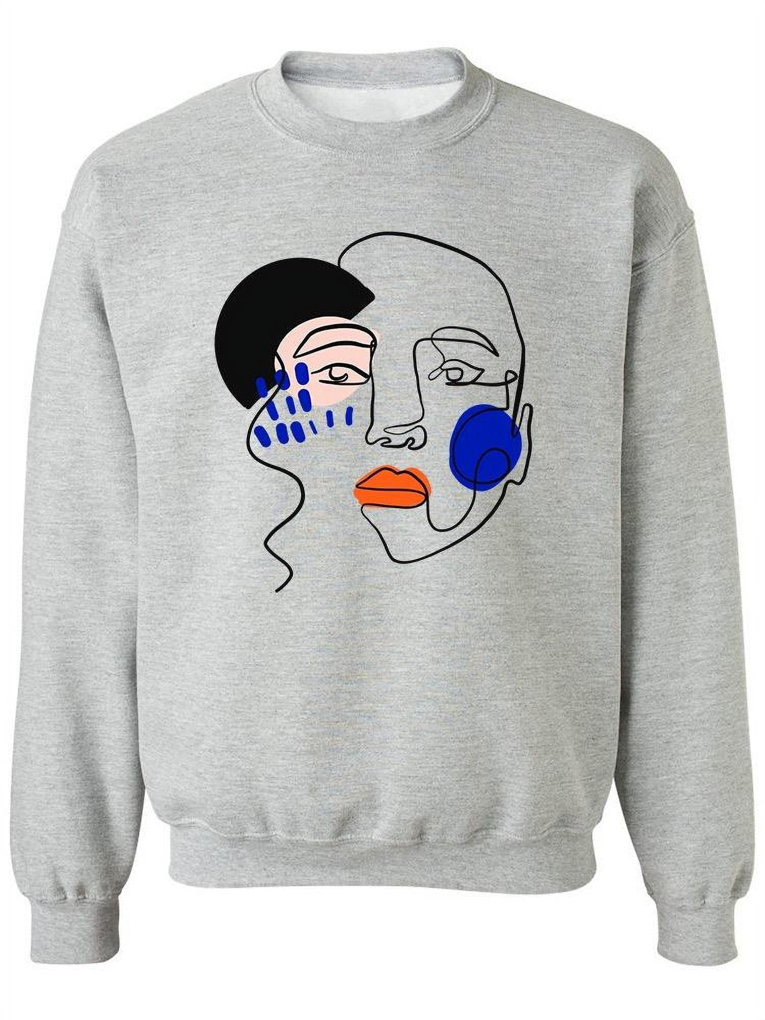 Women's Vintage Hand Drawn Geometric Line Art Print Casual Sweatshirt main image 1