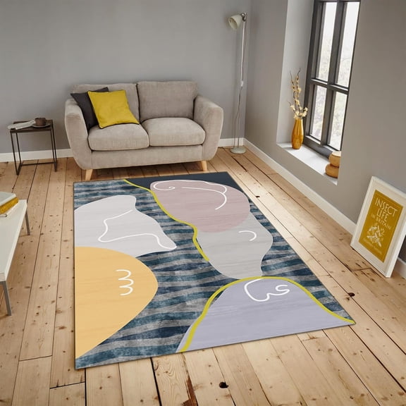 Line Background Creative Carpet, Non-Slip Area Rugs, Apartment Carpet Fine Pile High Density Soft Feel Suitable For Game Room Family Cafe Restaurant 3x4ft
