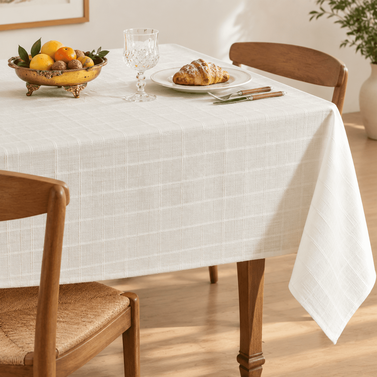 Line Checkered Table Cloth 55x102 Inches Tablecloth White - Walmart.com