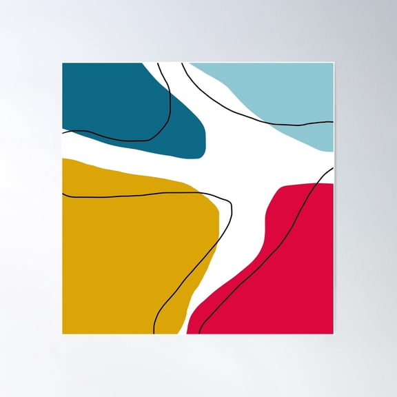 Line Colour Pop Seven Poster Wall Art, Modern Wall Decor For Living Room Bedroom, 16x16 UNFRAMED