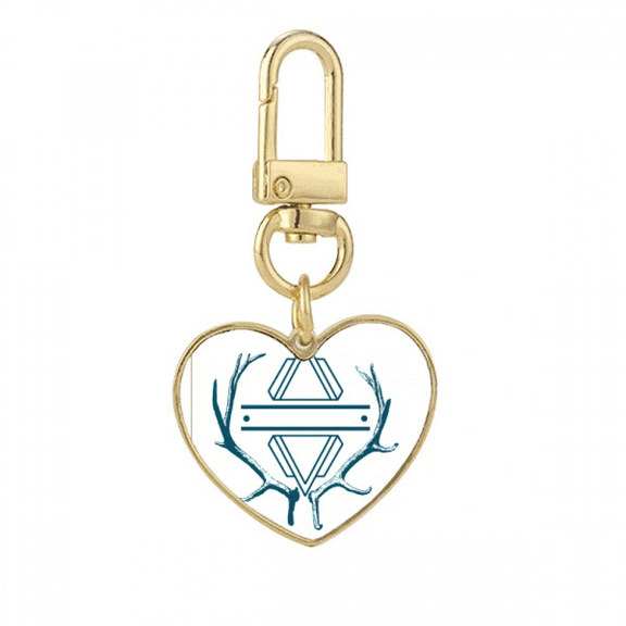 Line Combination Animal Angle Gold Heart Keychain Metal Keyring Holder