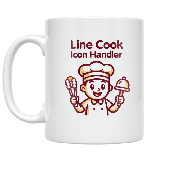 Line Cook Icon Handler Design - Culinary Enthusiast - 11 oz Ceramic Coffee Mug