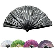 Line Dance Popping Fan, Pop Line Dance Handheld Folding Fan with Loud Clappers, Rave Snap Clack Popping Fans, Large Metal Fans, Chinese & Japanese Style Boots on The Ground