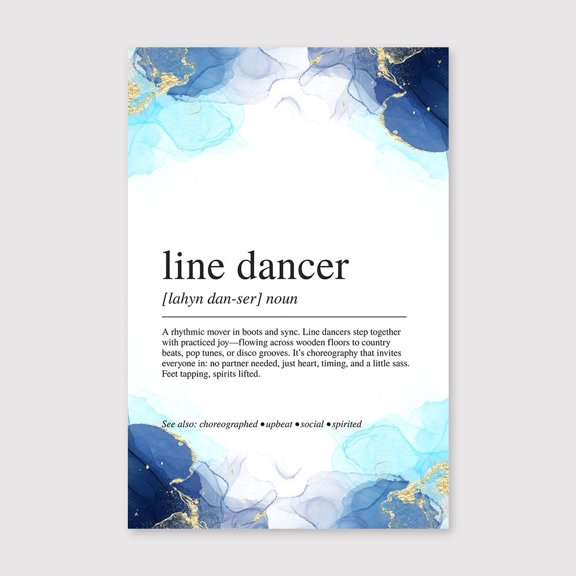 Line Dancer Definition Canvas 8x12 inch, Line Dancer Definition Print, Performing Arts Wall Art, Modern Typography Poster