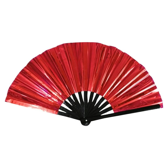 Line Dancing Fan 2025 - Extra Large Foldable Hand Fan with Holographic Laser Colors - Boots on the Ground Popping Fan for Dancers, Clap Mechanism, Party Decor