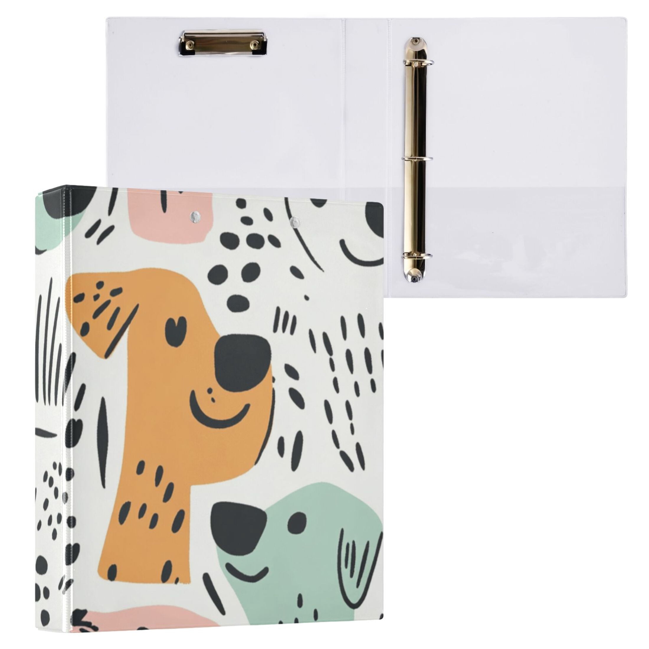 Line Dogs 3 Ring Binders 1.5 inch Hardcover File Folders with Interior Pockets A4 Size Organizer for School Office Hospital