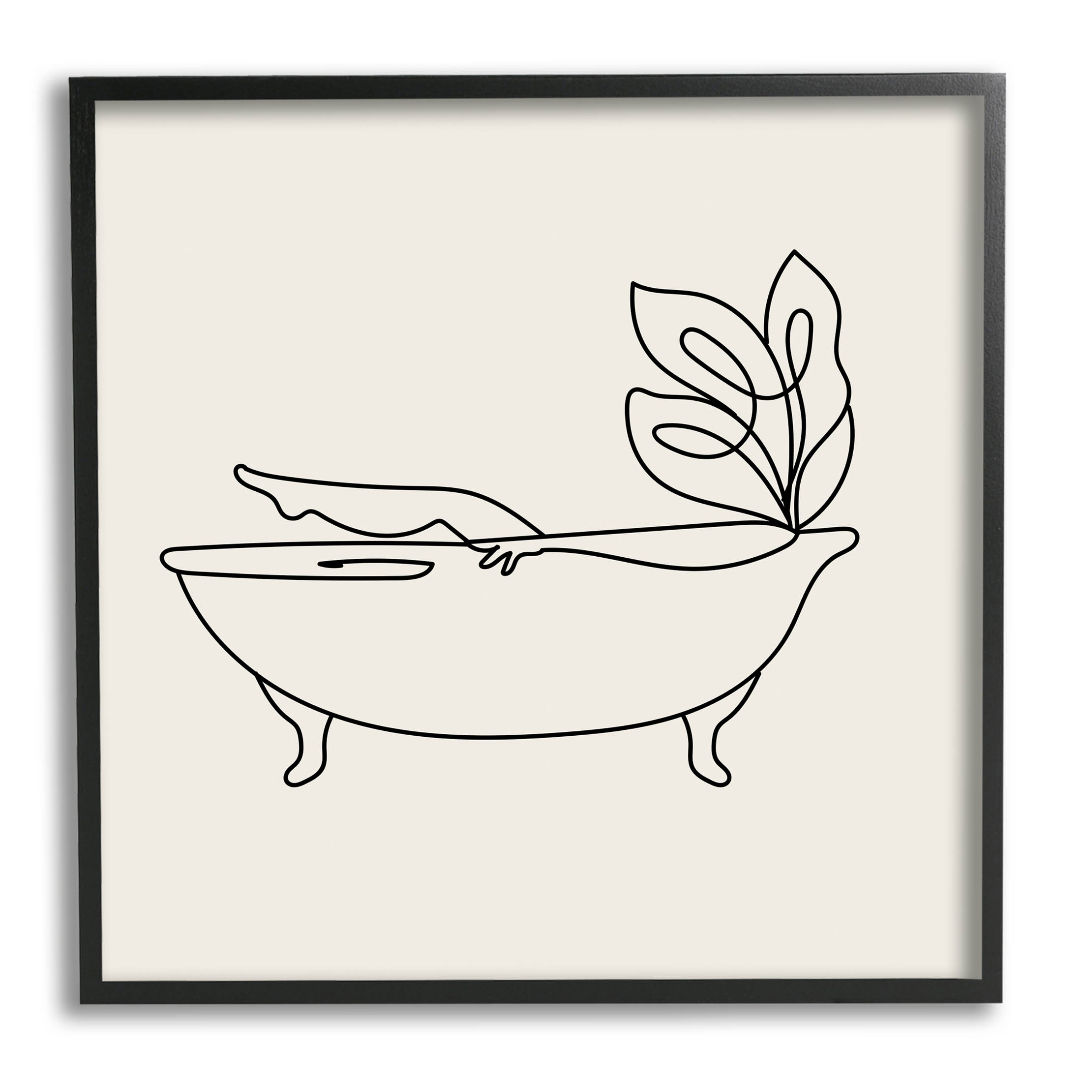 Line Doodle Bath Botanical Botanical & Floral Graphic Art Black Framed Art Print Wall Art