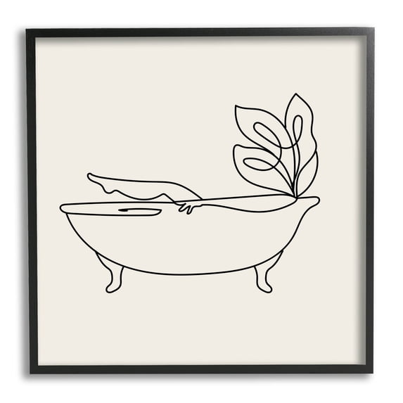 Line Doodle Bath Botanical Botanical & Floral Graphic Art Black Framed Art Print Wall Art
