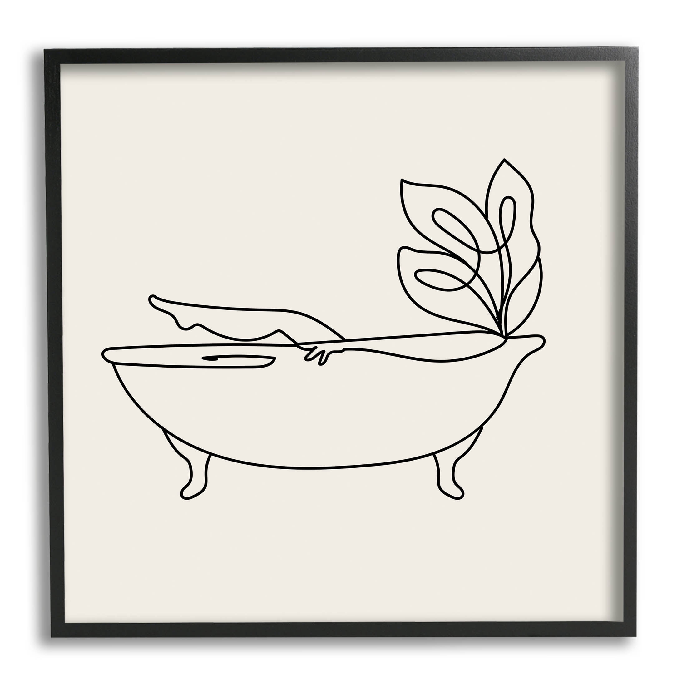 Line Doodle Bath Botanical Botanical & Floral Graphic Art Black Framed Art Print Wall Art
