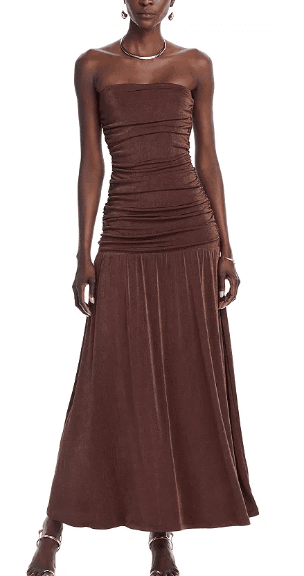 Line & Dot Women's Strapless Midi Dress - Brown - Size L - Chocolate Line & Dot Women's Strapless Midi Dress - Brown - Size L - Chocolate