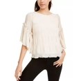 thumbnail image 1 of Line & Dot Women's Chiffon Flutter Sleeve Top White Size X-Small, 1 of 3