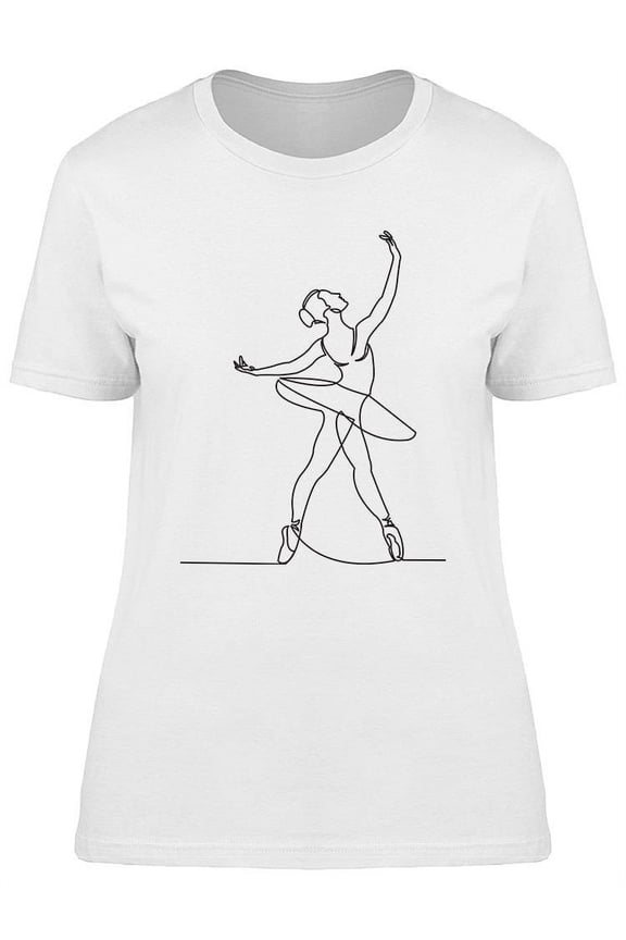 Line Drawing Ballet Dancer T-Shirt Women -Image by Shutterstock, Female Large