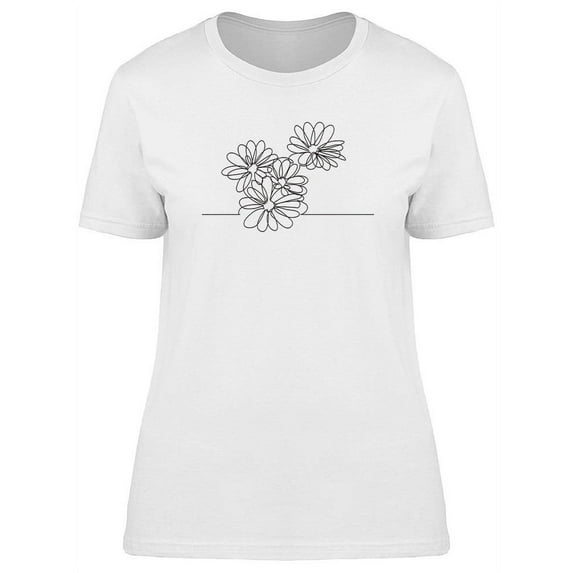 Line Drawing Beautiful Flowers T-Shirt Women -Image by Shutterstock, Female 3X-Large