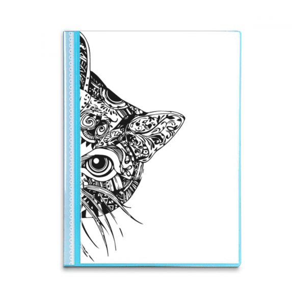Line Drawing Black Cat Head Animal Book Sheet Protectors Portfolio Binder Folder