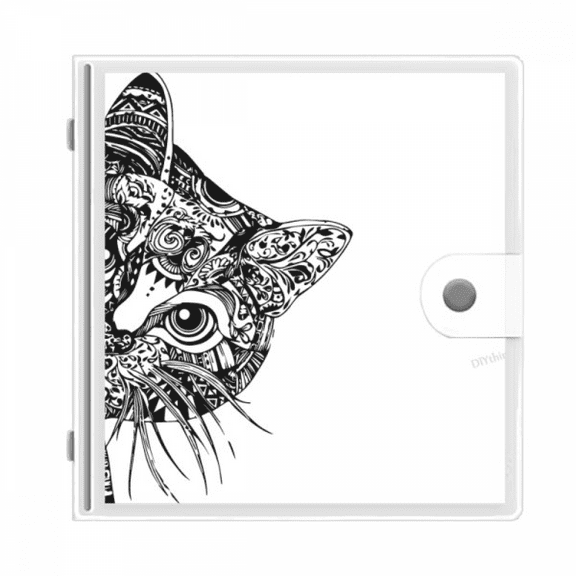 Line Drawing Black Cat Head Animal Photo Album Wallet Wedding Family 4x6