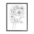thumbnail image 1 of Line Drawing Botanical Floral Bouquet Over Person Face Botanical & Floral Graphic Art Framed Art Print Wall Art, 1 of 5