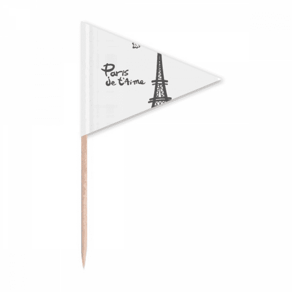 Line Drawing Eiffel Tower Outline Paris Toothpick Triangle Cupcake Toppers Flag
