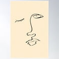 thumbnail image 1 of Line Drawing Face Illustration. Mid Century Style. Poster Wall Art, Modern Wall Decor For Living Room Bedroom, 12x18 UNFRAMED, 1 of 3