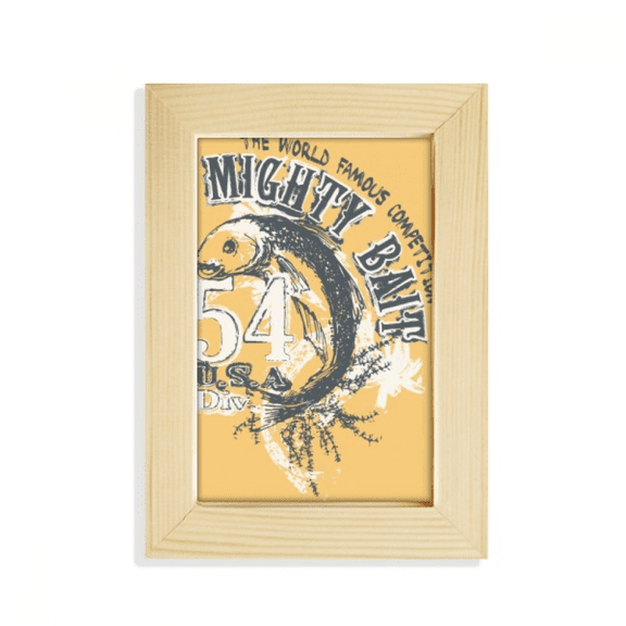 Line Drawing Fish Mighty Bait Pattern Desktop Display Photo Frame Picture Art Painting 5x7 inch