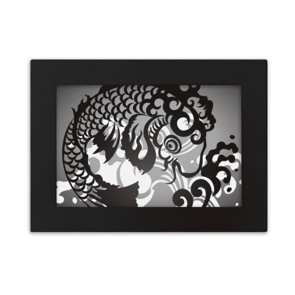 Line Drawing Fish Wave Pattern Desktop Photo Frame Ornaments Picture Art Painting