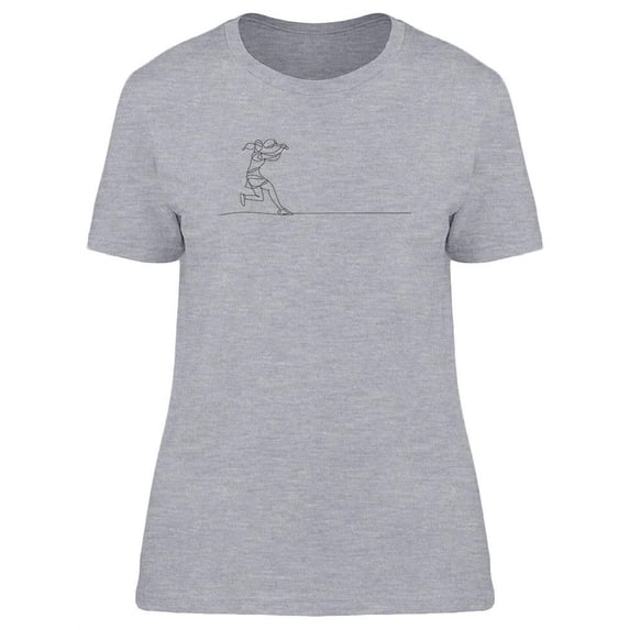Line Drawing Happy Female Player T-Shirt Women -Image by Shutterstock, Female Medium