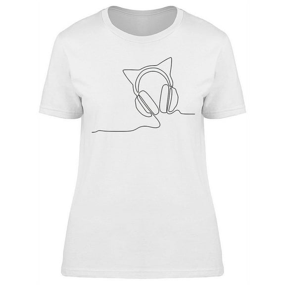 Line Drawing Headphones T-Shirt Women -Image by Shutterstock, Female 3X-Large