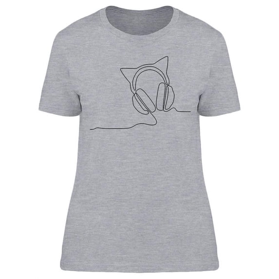 Line Drawing Headphones T-Shirt Women -Image by Shutterstock, Female Medium