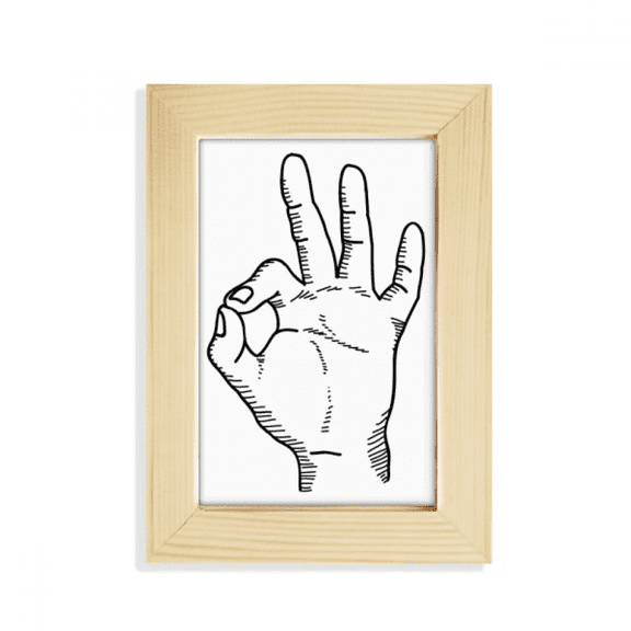 Line Drawing OK Gesture Pattern Desktop Display Photo Frame Picture Art Painting 5x7 inch