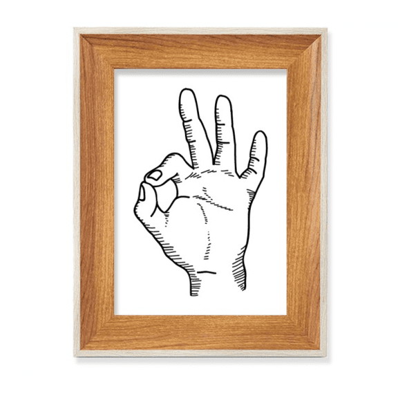 Line Drawing OK Gesture Pattern Desktop Wooden Photo Frame Display Picture Art Painting Multiple Sets