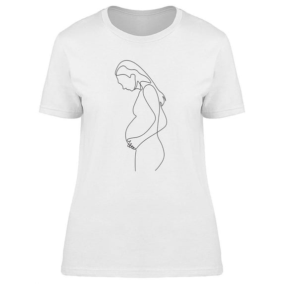 Line Drawing Of Pregnant Woman T-Shirt Women -Image by Shutterstock, Female Medium