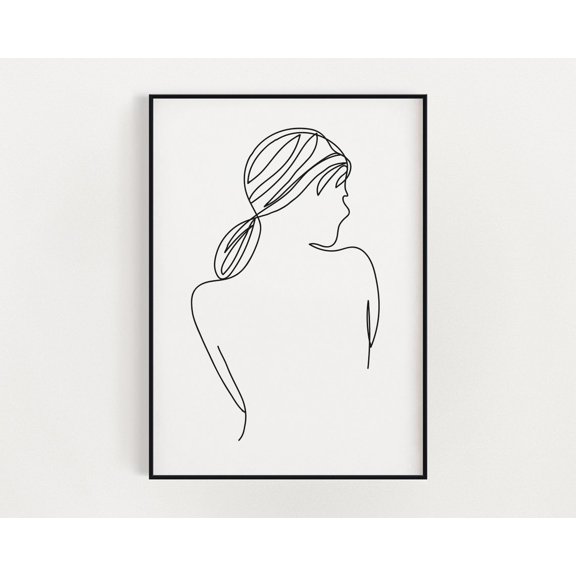 Line Drawing Print, Female Line Art Print, Abstract Line Art, Minimalistic Prints, Feminist Print, Figure Line, Wall Art, Home Decor Home Decor #3269, Stretched Canvas Size 8x12
